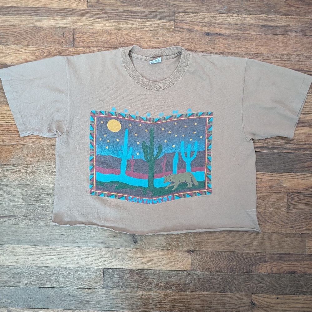 Vintage Single Stitch Arizona Southwest Cut- Off Tee Shirt Sz XL USA Cotton